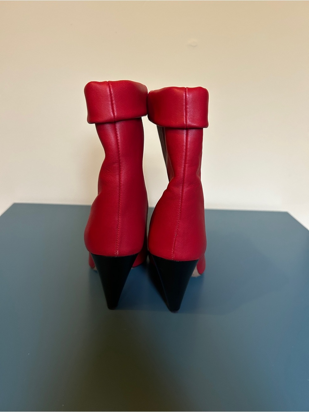 Isabel Marant Red Leather Fold over cuff Bootie Cone Heel Pointed Toe Size 36 - Picture 3 of 7